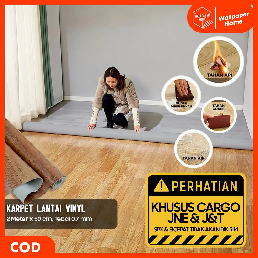 Wallpaper Home Karpet Lantai Vinyl Meteran Lebar 2 Meter  Panjang 50 Cm Tebal 0.7 Mm Anti Slip