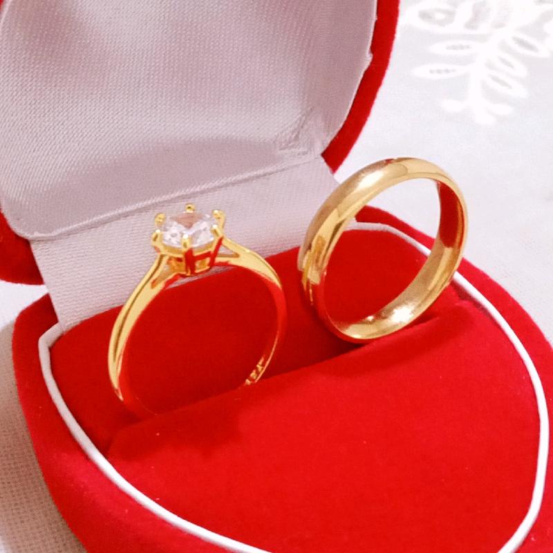 Cincin Couple Kawin Gold Permata Bahan Titanium Asli Perhiasan Kulit Rings 1