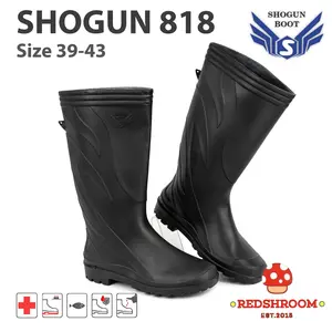 Sepatu Boot Tinggi SHOGUN 818 Hitam Boots Karet Lokal Kuat Ringan Anti Slip Air Proyek Kerja