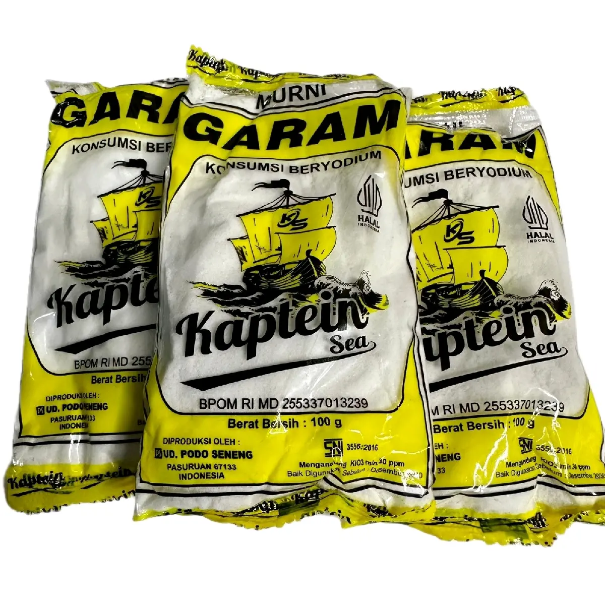 [isi 10] GARAM masak halus beryodium cap kaptein halal kemasan 100 gram Salt Masakan