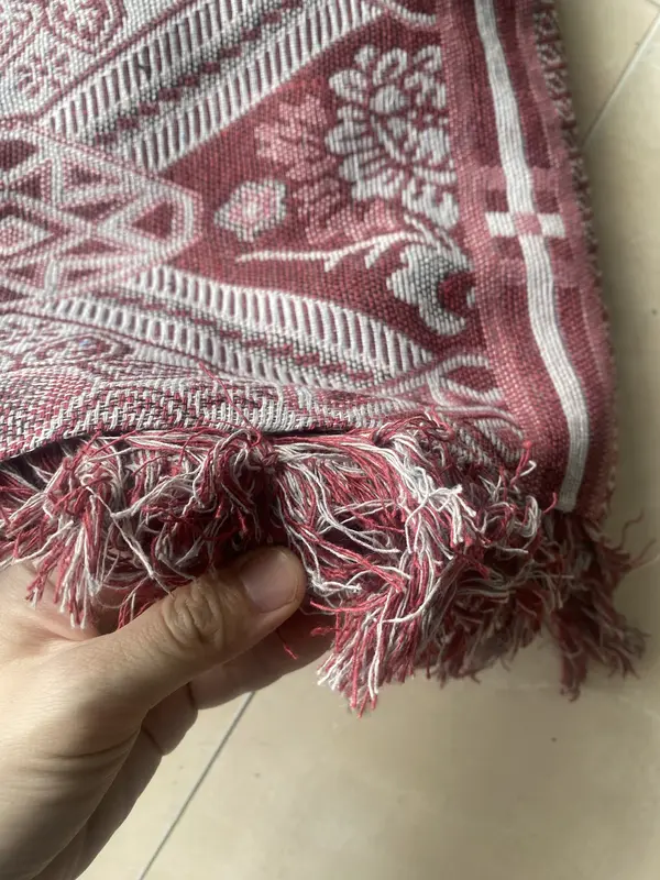 Hambal Tenun Import / hambal rajut karpet lantai besar motif pelangi warna biru merah hijau kuning abu cokelat abumerah kembang cocok untuk souvenir oleh oleh 180x220 Benang 3