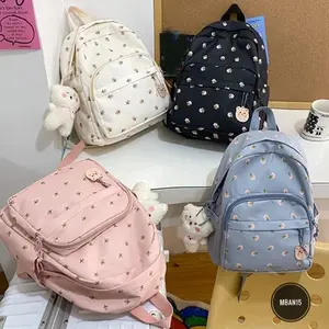TAS RANSEL WANITA MOTIF BUNGA KOREAN STYLE BACKPACK SEKOLAH WANITA  DENGAN DESAIN UNIK