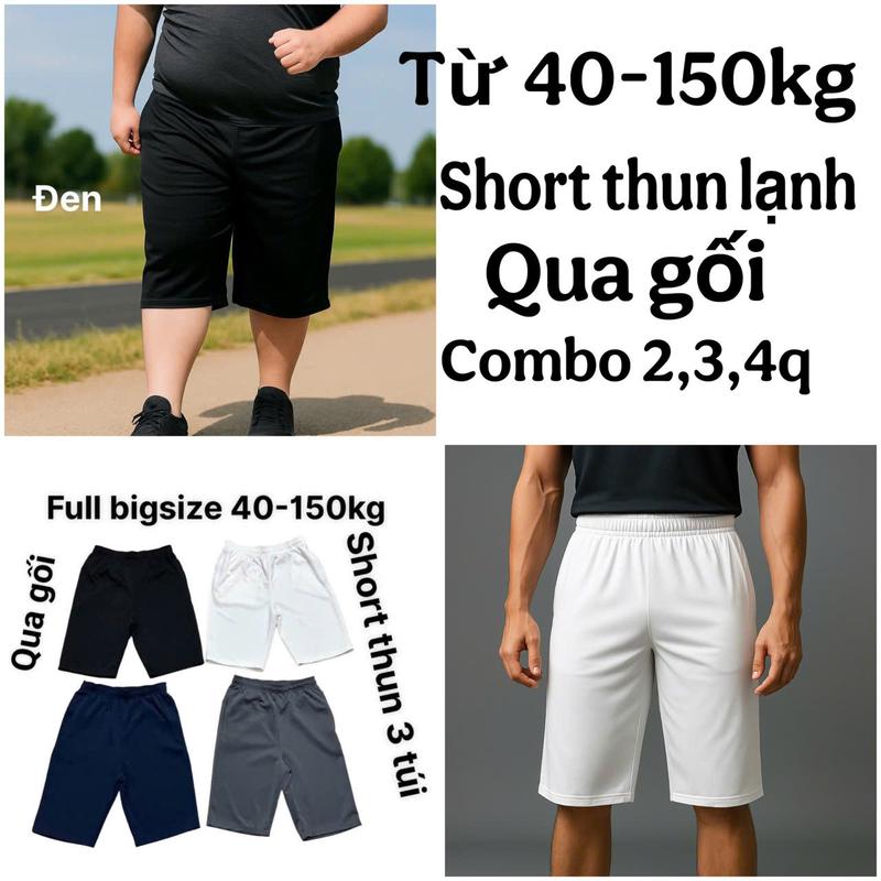 M65 Quần short thun 3 túi FULL BIGSIZE 40-150KG, combo 2,3 và 4q, forn dáng thể thao, dài qua gối, thun lạnh  Nam Đồng Sport
