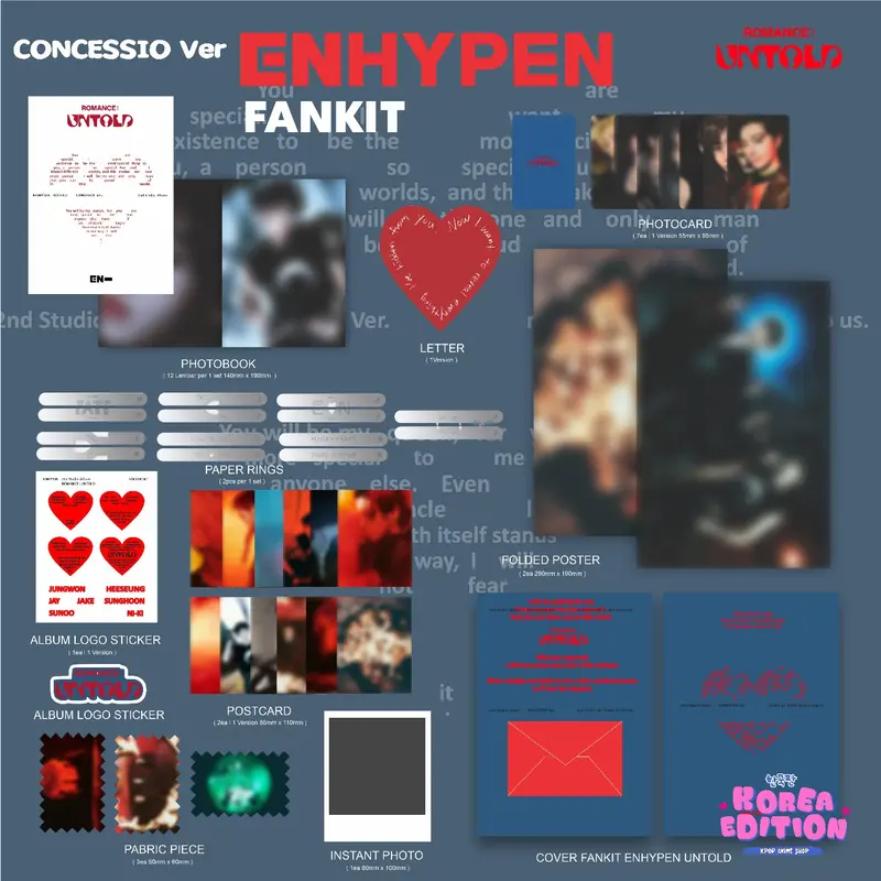 Fankit ENHYPEN Romance: Untold Inceptio Concessio Blue Noon Kpop Engene Koleksi Wall Deco 1