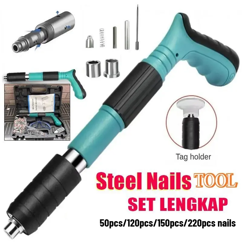 COD SET Paku Beton Stampset mini T500 Paku plat besi nozzle 7.3mm Paku ramset otomatis Logam Baja
