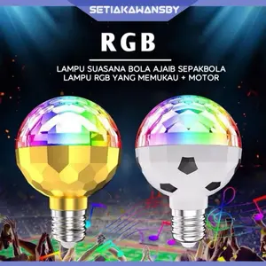 Lampu Disko Putar Bentuk Bola Rotating Lamp E 27 LED Mini Party Light RGB Full Colour Hemat Listrik untuk Pesta Karaoke Cafe - Hiasan