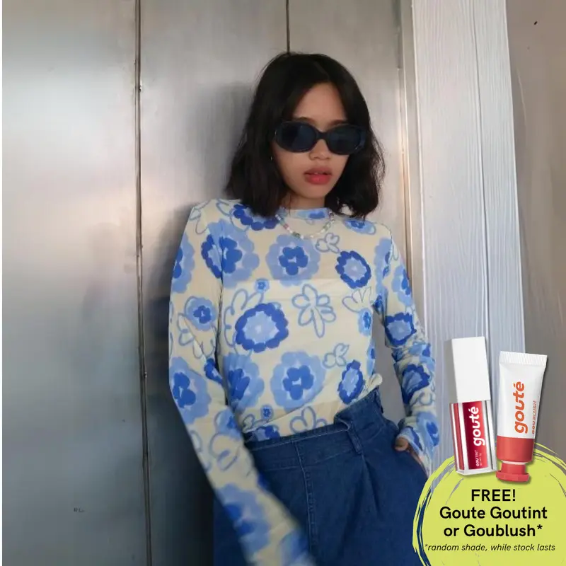 House of KYNY  - Ethereal Blue Mesh Top - Atasan Wanita Print Shirt Motif - Outfit Konser 0