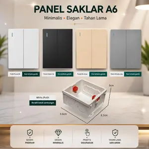 JK SPACE Sakelar/CETEKAN Lampu 2 Gang 2 Arah Panel A6 ALL VARIAN Dua Terbuka Ganda Material PC Tahan Api & Tembaga Terintegrasi