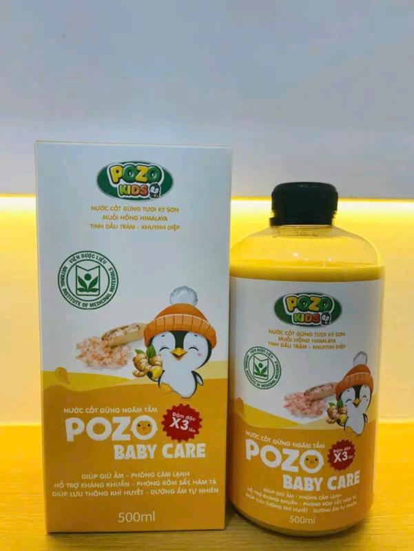 Cốt Gừng Tắm Bé Thế Hệ Mới Pozokids Đậm Đặc X3 - Không Có Bã- Cốt Gừng Tràm Khuynh Diệp POZOKIDS- 500 ml- Pha Tắm, Ngâm Chân, Giữ Ấm - Hỗ Trợ Giữ Ấm, Phòng Cảm Lạnh - Hỗ Trợ Kháng Khuẩn, Phòng Rôm Sảy, Hăm Tã Cho Bé. 6