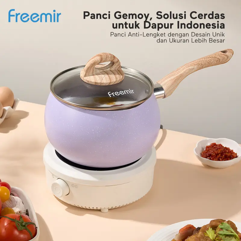 [SPECIAL LIVE] Panci MPASI Gemoy Panci Aladin 20/16 Cm Anti Lengket Tutup Kaca Cookware Beige Susu MPASI Rebus Alat Dapur Masak Gemoy Kitchenware 4