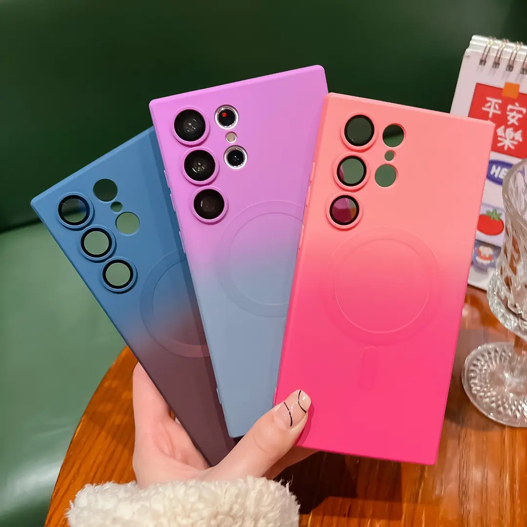 Magnetic Phone Case Dustproof Lens Metallic Paint Suitable for S22 S21 S20 Note 20 10 Ultra Plus Phone Case