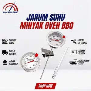Termometer Mekanik Thermometer Stainless Jarum Suhu Minyak Oven BBQ Dapur