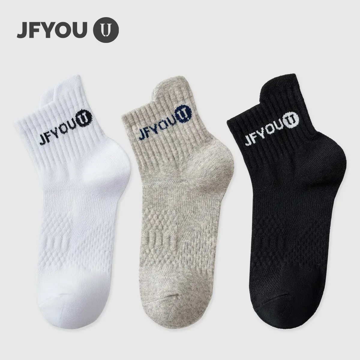 JFYOU Isi 6 PCS Kaos Kaki Pendek Sport Tebal Olahraga Gym Lari Men Socks