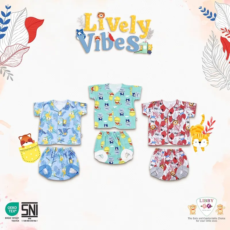 Libby Setelan Baju Pendek Celana Pop Bayi Newborn 0-6 Bulan 4