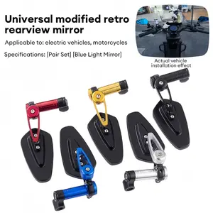 Spion Motor Lipat Universal Kaca Biru Anti-Silau Aluminium Ringan untuk Modifikasi & Penggantian Desain Lipat Sudut Dapat Disesuaikan