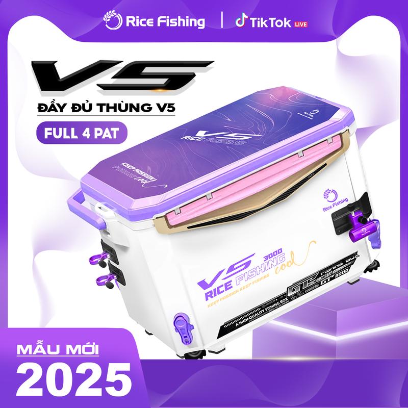 Thùng câu đài V5 Rice Fishing chân địa hình dung tích 30L phiên bản mới KK-62