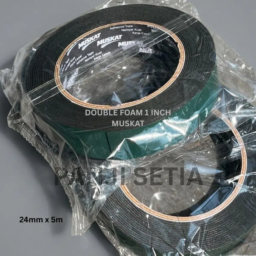 Double Tape Busa MUSKAT 1 Inch (24mm x 5m) - Daya Rekat Ekstra Kuat & Tahan Lama