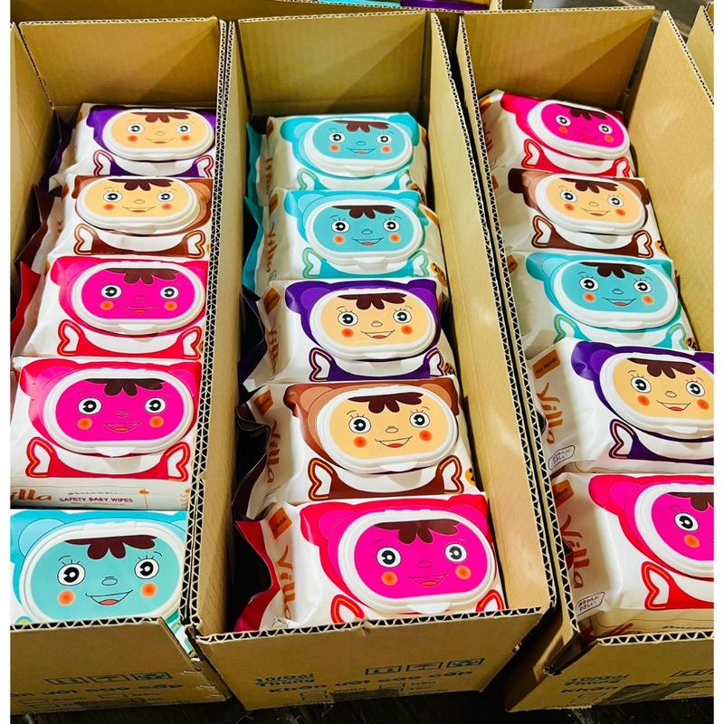 Thùng khăn ướt Baby Wipes không mùi không cồn an toàn cho bé.