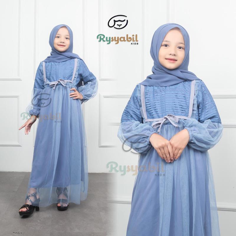 Queenzha Dress Gamis Anak Tile Brukat Pesta Mewah Murah 2-10 Tahun 4