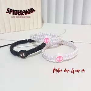 Gelang Anyam Spiderman Cewek Cowok Miles Gwen Hitam ,Putih Dan Pink