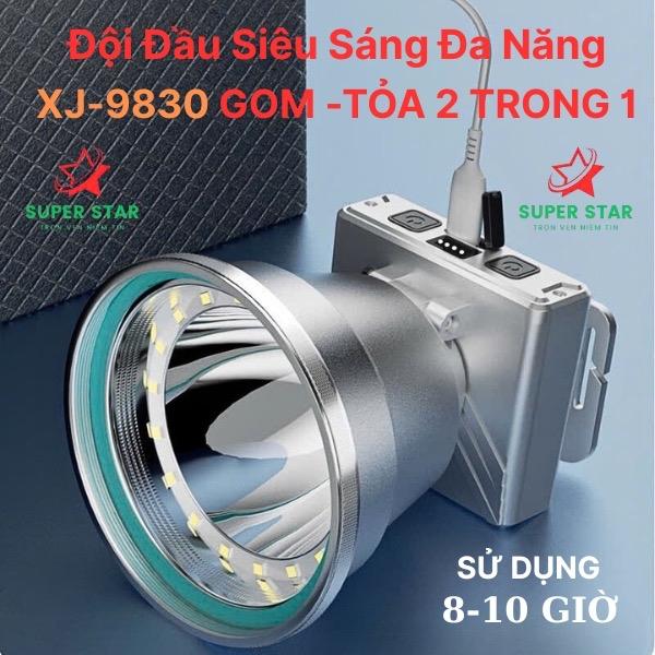 Đèn pin đội đầu siêu sáng đa năng XJ-9830 siêu sáng gom tỏa 2 trong 1 sáng mạnh pin trâu 8-10 giờ , sạc type-C