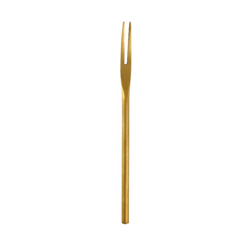 Product Introduction of 304 stainless steel sanding solid fruit fork long handle round handle moon cake dessert cake 2 tooth fruit stick 7