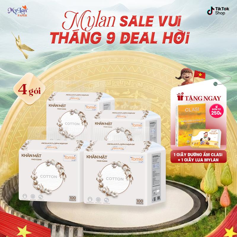 TOMIE - Khăn Cotton Đa Năng Cao Cấp Rút Đáy 100 Tờ KT 200x160mm Chất Liệu Mềm…