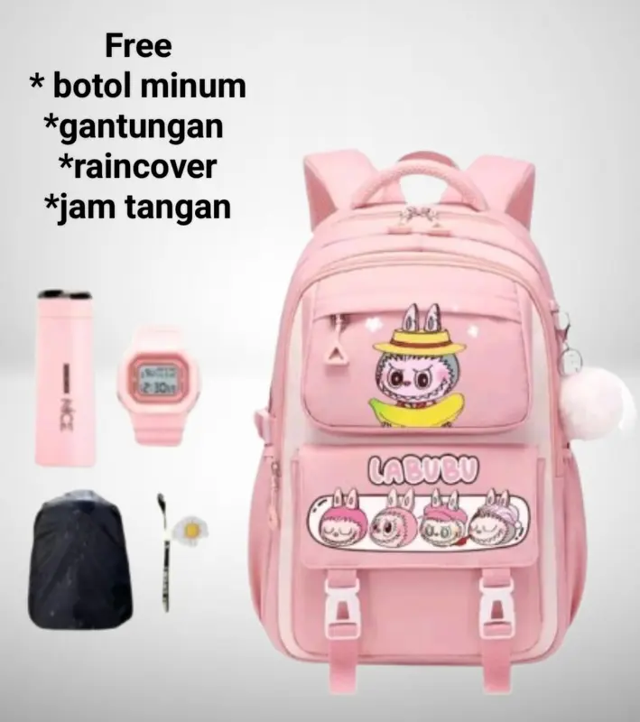 Tas Ransel Anak Perempuan Motif Lucu Labubuu TK SD Tebal dengan Banyak Bonus - Fashion 5