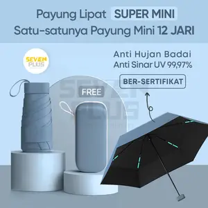 SevenPlus Payung Lipat Super Mini Anti UV 99,97% Premium Payung Lipat Kecil viral Payung korea payung anti badai payung lipat masuk tas kecil untuk travel jalan jalan berkualitas Mini cute payung lucu payung mini jaman now gratis kotak payung diskon murah