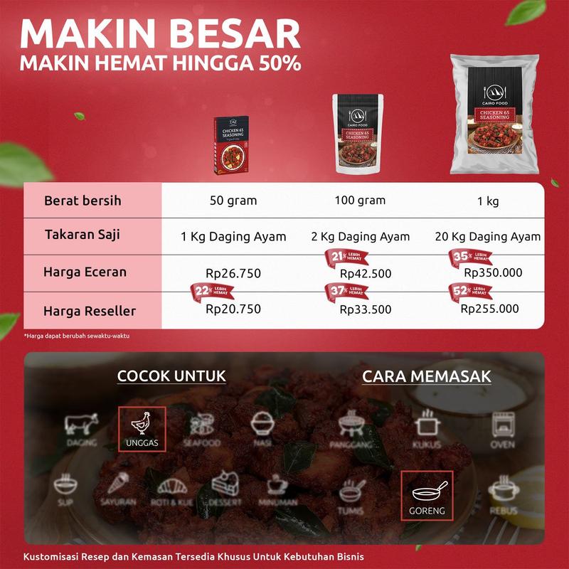 Bumbu Chicken 65 Sehat – Tanpa MSG, 100% Rempah Murni | Cairo Food - 100 gram 3