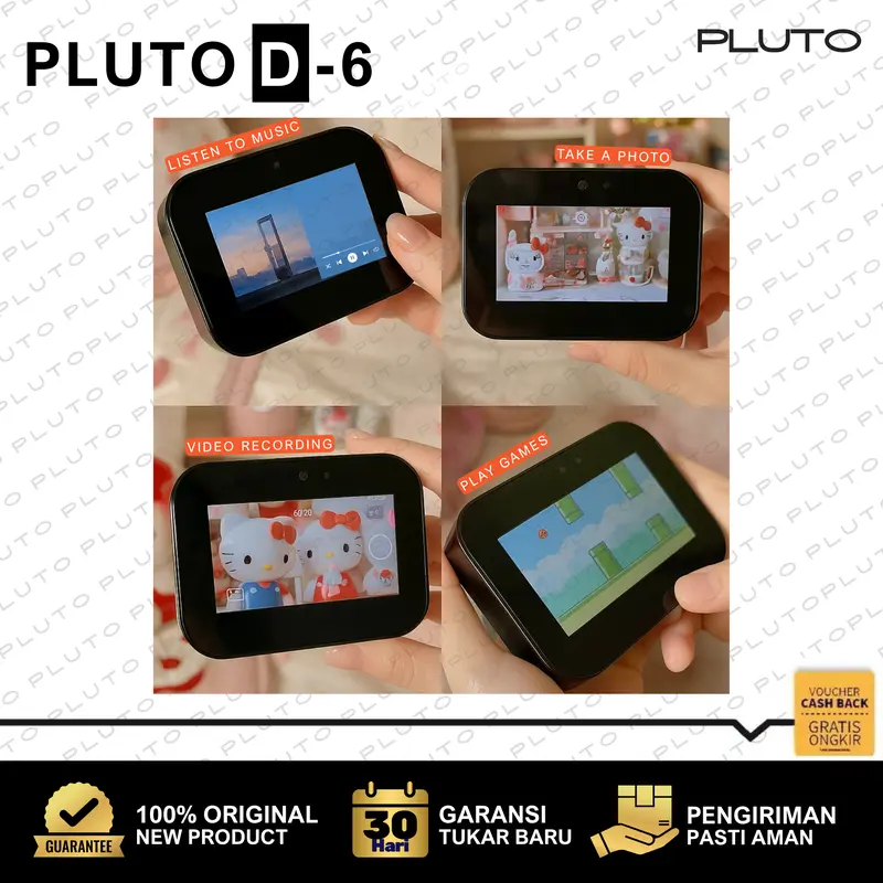 PLUTO D-6 Kamera Digital 64MP dengan Layar Sentuh 5-in-1 untuk Foto Video Musik Nonton Film Main Game 3