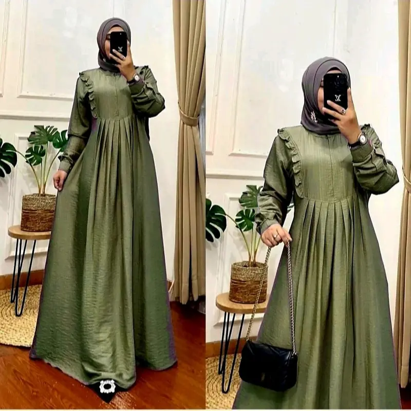 ALLISA DRESS PREMIUM / Gamis Allisah Bahan Premium Terbaru Nyaman Rempel Formal Kancing Kerah Manset Muslim Samping 1