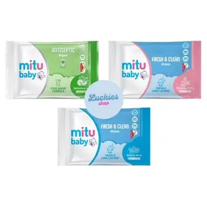 [ Sachet MINI ] Mitu Baby Tissue Fresh & Clean Pink Blooming Cherry isi 4 lembar / 4s Travel Size - Tisu Basah Bayi Antiseptic Refreshing Fresh & Clean Blue Blossom Berry M