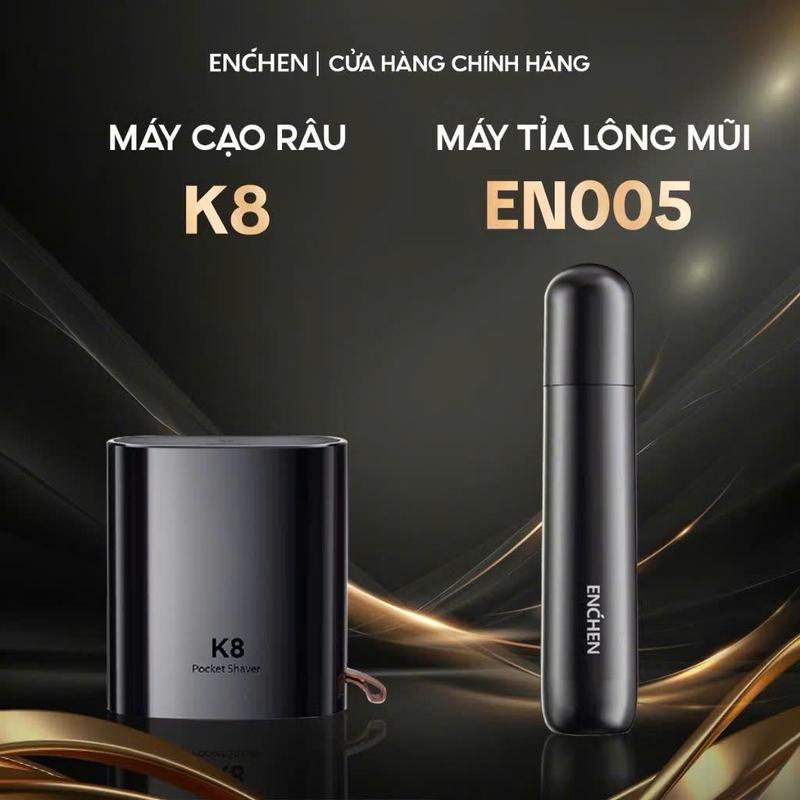 [TẶNG TỈA MŨI] Máy cạo râu Enchen K8 đầu cạo 2D chống nước, 18 lưỡi dao tự mài, pin dùng đến 60 ngày - BH 6 tháng