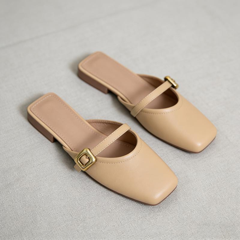 Sepatu Slip On Wanita Model Tali Gesper Elegan Untuk Kantor & Hangout Sepatu Mules Wanita Kekinian 2026