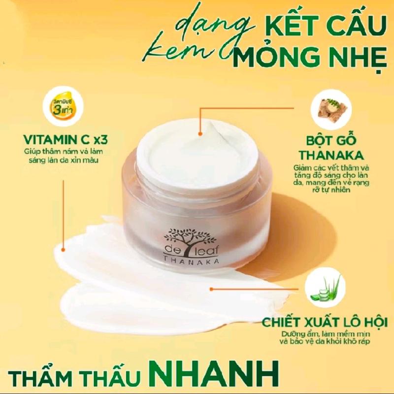 KEM DƯỠNG TRẮNG DA - CHỐNG LÃO HOÁ TỪ CÂY GỖ THIÊN NHIÊN DELEAF THANAKA 40Ml ( TẶNG SON KEM ) 5