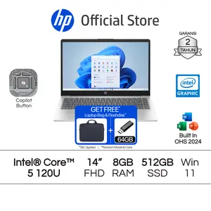 Laptop HP Intel Core i5 8GB / 16GB RAM 256GB / 512GB SSD Silver Windows 11 Home 14 Inch Garansi 2 Tahun Official
