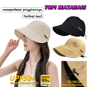 Topi Wanita Korea Bucket Pantai Perlindungan UV Topi Pelindung Matahari Topi Lebar Visor Yang Bisa Dilipat Hat