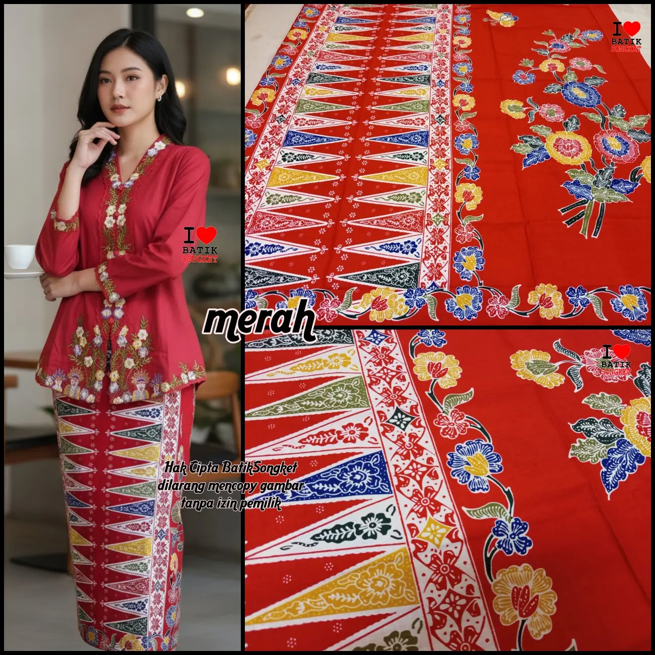 SARUNG BETAWI MOTIF 54 TUMPAL PUCUK REBUNG BAHAN KAIN BATIK JAKARTA ENCIM ABANG NONE BUNGA ANGGREK MERAH 17 AGUSTUS UPACARA BENDERA