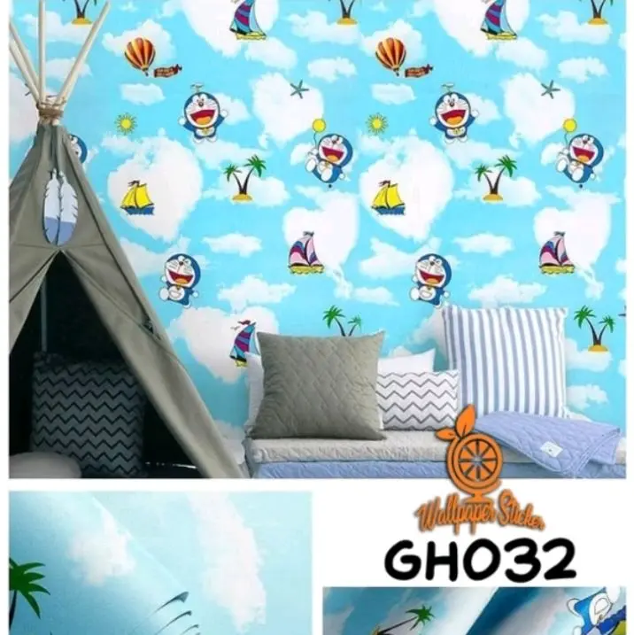 Wallpaper stiker dinding DORaemon terbaru uk 45cmx4,5m MuRah berkualitas sudah berperekat 1