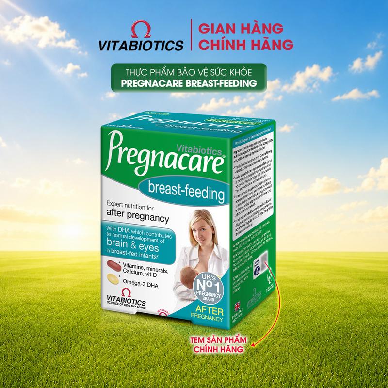 [ID1] [Mẹ sau sinh] TPBVSK Vitabiotics PREGNACARE Breast-feeding bổ sung axit folic, sắt, canxi, DHA, dành cho phụ nữ sau sinh (84 viên)