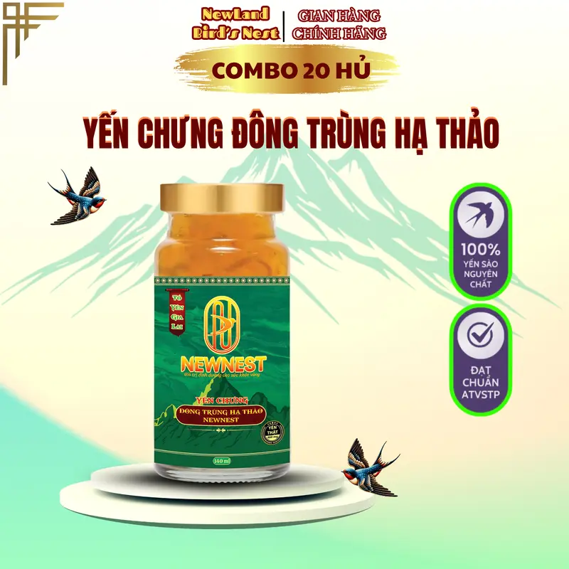 Combo 20 - Yến chưng sẵn Đông Trùng Hạ Thảo  - NEWNEST Hủ 140ml - Hộ Trợ Sức Khỏe. yến  sào bột sâm đỏ yến  sào yến  sào thuốc  gan giỏ  yến 0