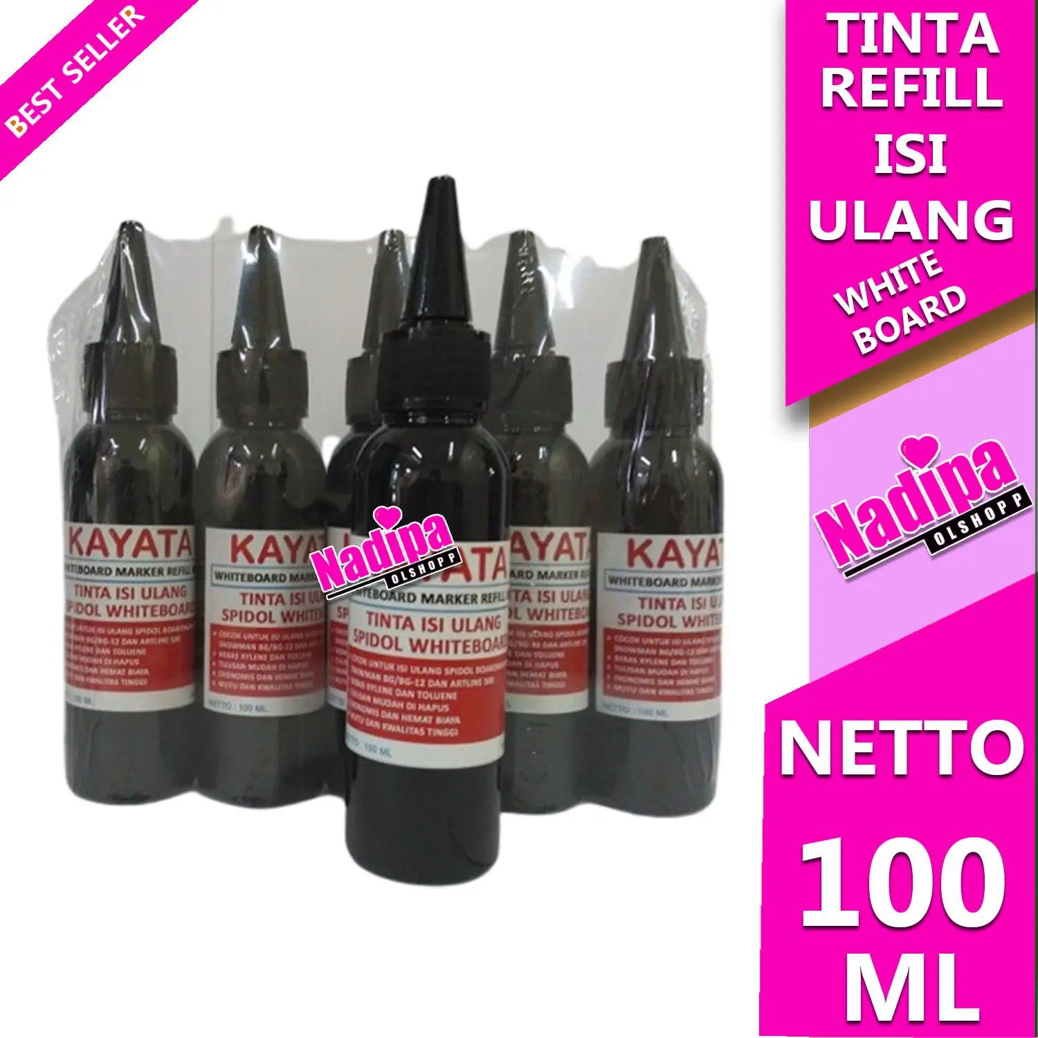 TINTA  SPIDOL WHITE BOARD REFILLINK ISI ULANG HITAM 100 ML nadipa olshopp