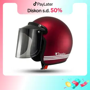 HELM BOGO RETRO CLASSIC DEWASA FULL LEHER  HELM MURAH KUALITAS PREMIUM KACA DATAR INJAK KACA CEMBUNG HITAM BENING COD Motorcycle