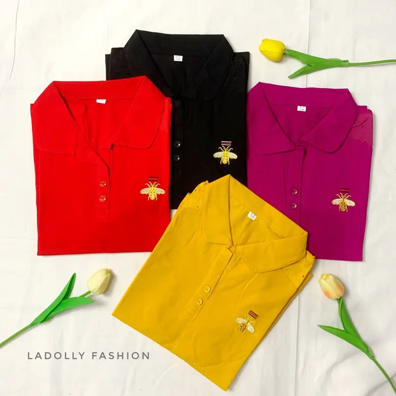 Ladolly - Kaos Import Wanita Kerah Bee Atasan 4