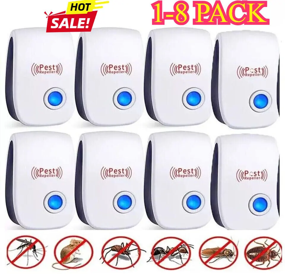 UK Electric Ultrasonic Pest Repeller UK Plug Anti Insect Bug Rat Spider Mosquito