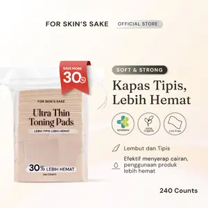 For Skin's Sake FSS Ultra Thin Toning Pads Kapas Toner Kapas Tipis Kapas CSM Jerawat Kapas Kapas Pembersih Kapas Multiguna Efektif Dalam Penyerapan Toner 100% Bahan Organik Tidak Mudah Sobek dan Mudah Menyerap