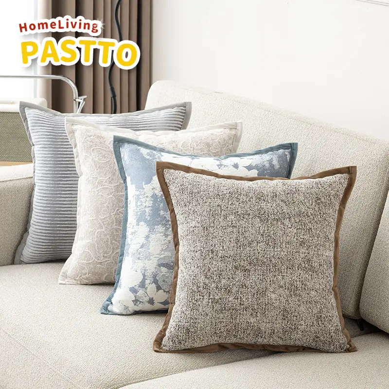 45x45 Khaki Pillow Cushion Cover Square Jacquard Throw Pillow Case Suitable for Decoration Home Living Room Sofa Bed 45x45cm