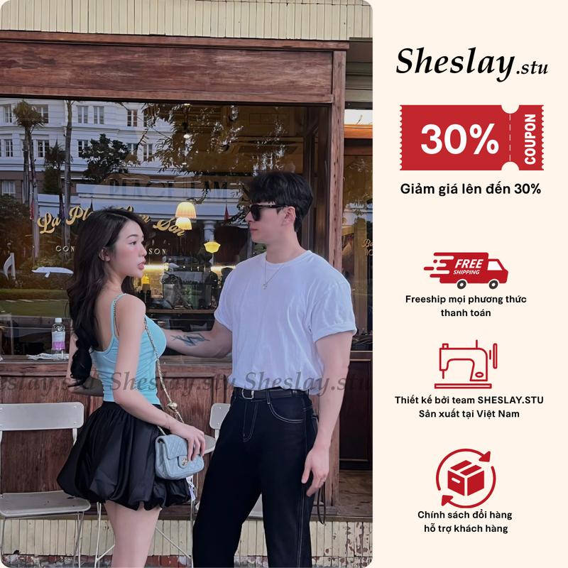 Balloon Skirt - Chân Váy Bí Ngô Phồng Có Quần Bảo Hộ Bo Chun SHESLAY - Form Bồng Xòe, Ôm Eo. Vải Tafta Không Nhăn