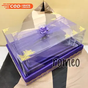 Box Kotak Seserahan 1 set isi 4 Hantaran Pernikahan Mika Plus Bunga Hias Tile Pita Siku